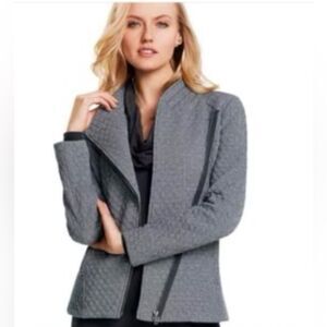 Women’s CAbi Quilted Herringbone Moto Jacket Size Small style # 3025